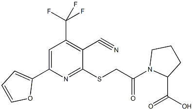 1-({[3-cyano-6-(2-furyl)-4-(trifluoromethyl)-2-pyridinyl]sulfanyl}acetyl)proline 结构式