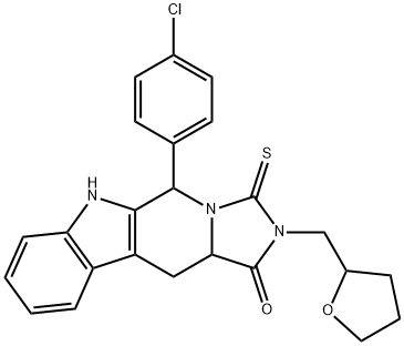 5-(4-chlorophenyl)-2-(tetrahydro-2-furanylmethyl)-3-thioxo-2,3,5,6,11,11a-hexahydro-1H-imidazo[5',1':6,1]pyrido[3,4-b]indol-1-one 结构式