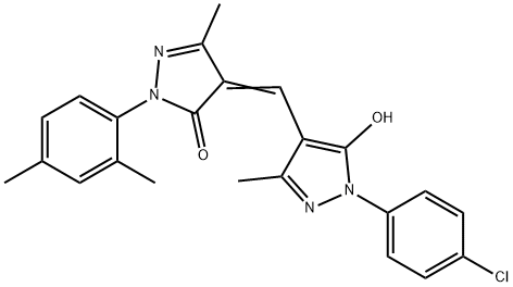4-{[1-(4-chlorophenyl)-5-hydroxy-3-methyl-1H-pyrazol-4-yl]methylene}-2-(2,4-dimethylphenyl)-5-methyl-2,4-dihydro-3H-pyrazol-3-one 结构式