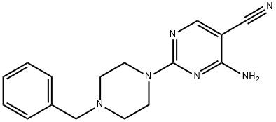 4-amino-2-(4-benzyl-1-piperazinyl)-5-pyrimidinecarbonitrile 结构式