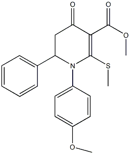 methyl 1-(4-methoxyphenyl)-2-(methylsulfanyl)-4-oxo-6-phenyl-1,4,5,6-tetrahydro-3-pyridinecarboxylate 结构式