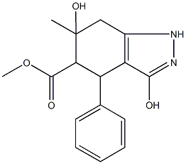 methyl 3,6-dihydroxy-6-methyl-4-phenyl-4,5,6,7-tetrahydro-1H-indazole-5-carboxylate 结构式