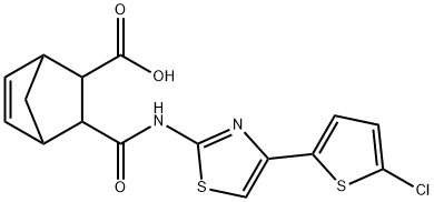 3-({[4-(5-chloro-2-thienyl)-1,3-thiazol-2-yl]amino}carbonyl)bicyclo[2.2.1]hept-5-ene-2-carboxylic acid 结构式
