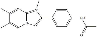 2-[4-(acetylamino)phenyl]-1,6,7-trimethylimidazo[1,2-a]pyridin-1-ium 结构式