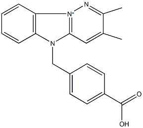 5-(4-carboxybenzyl)-2,3-dimethyl-5H-pyridazino[1,6-a]benzimidazol-10-ium 结构式