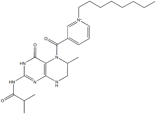 3-[(2-(isobutyrylamino)-6-methyl-4-oxo-4,6,7,8-tetrahydro-5(3H)-pteridinyl)carbonyl]-1-octylpyridinium 结构式