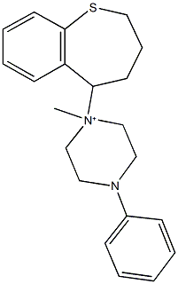 1-methyl-4-phenyl-1-(2,3,4,5-tetrahydro-1-benzothiepin-5-yl)piperazin-1-ium 结构式