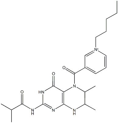 3-[(2-(isobutyrylamino)-6,7-dimethyl-4-oxo-4,6,7,8-tetrahydro-5(3H)-pteridinyl)carbonyl]-1-pentylpyridinium 结构式