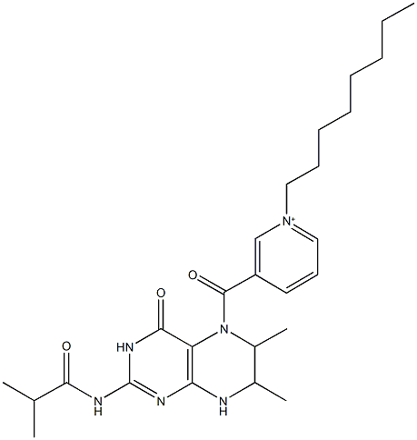 3-[(2-(isobutyrylamino)-6,7-dimethyl-4-oxo-4,6,7,8-tetrahydro-5(3H)-pteridinyl)carbonyl]-1-octylpyridinium 结构式