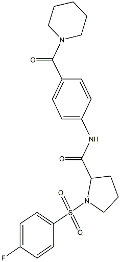 1-[(4-fluorophenyl)sulfonyl]-N-[4-(1-piperidinylcarbonyl)phenyl]-2-pyrrolidinecarboxamide 结构式