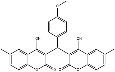 4-hydroxy-3-[(4-hydroxy-6-methyl-2-oxo-2H-chromen-3-yl)(4-methoxyphenyl)methyl]-6-methyl-2H-chromen-2-one 结构式