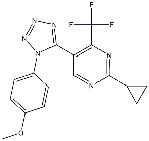 4-{5-[2-cyclopropyl-4-(trifluoromethyl)-5-pyrimidinyl]-1H-tetraazol-1-yl}phenyl methyl ether 结构式