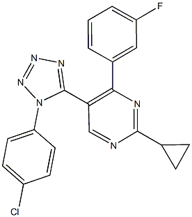 5-[1-(4-chlorophenyl)-1H-tetraazol-5-yl]-2-cyclopropyl-4-(3-fluorophenyl)pyrimidine 结构式