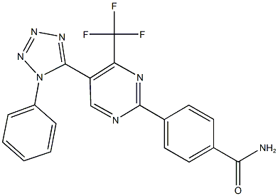 4-[5-(1-phenyl-1H-tetraazol-5-yl)-4-(trifluoromethyl)-2-pyrimidinyl]benzamide 结构式