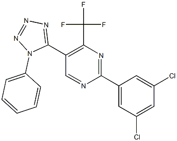 2-(3,5-dichlorophenyl)-5-(1-phenyl-1H-tetraazol-5-yl)-4-(trifluoromethyl)pyrimidine 结构式