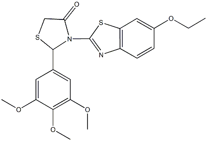 3-(6-ethoxy-1,3-benzothiazol-2-yl)-2-(3,4,5-trimethoxyphenyl)-1,3-thiazolidin-4-one 结构式