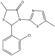 2-(2-chlorophenyl)-5-methyl-3-(5-methyl-1,3-thiazol-2-yl)-1,3-thiazolidin-4-one 结构式