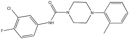 N-(3-chloro-4-fluorophenyl)-4-(2-methylphenyl)-1-piperazinecarboxamide 结构式