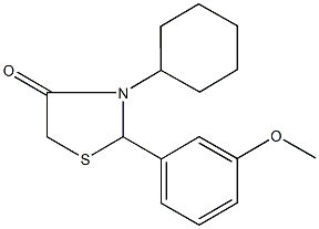 3-cyclohexyl-2-(3-methoxyphenyl)-1,3-thiazolidin-4-one 结构式