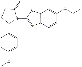 3-(6-ethoxy-1,3-benzothiazol-2-yl)-2-(4-methoxyphenyl)-1,3-thiazolidin-4-one 结构式