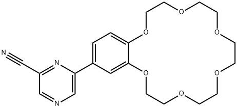 6-(2,3,5,6,8,9,11,12,14,15-decahydro-1,4,7,10,13,16-benzohexaoxacyclooctadecin-18-yl)-2-pyrazinecarbonitrile 结构式