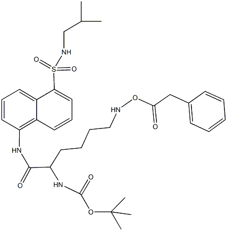 tert-butyl 1-[({5-[(isobutylamino)sulfonyl]-1-naphthyl}amino)carbonyl]-5-{[(phenylacetyl)oxy]amino}pentylcarbamate 结构式