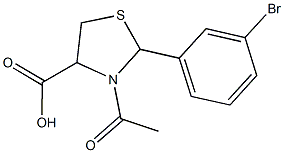 3-acetyl-2-(3-bromophenyl)-1,3-thiazolidine-4-carboxylic acid 结构式