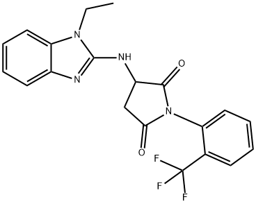 3-[(1-ethyl-1H-benzimidazol-2-yl)amino]-1-[2-(trifluoromethyl)phenyl]-2,5-pyrrolidinedione 结构式