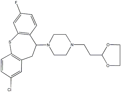 1-(2-chloro-7-fluoro-10,11-dihydrodibenzo[b,f]thiepin-10-yl)-4-[2-(1,3-dioxolan-2-yl)ethyl]piperazine 结构式