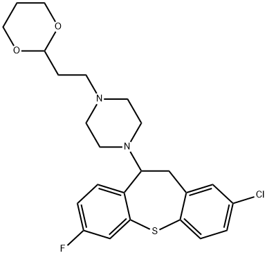 1-(2-chloro-7-fluoro-10,11-dihydrodibenzo[b,f]thiepin-10-yl)-4-[2-(1,3-dioxan-2-yl)ethyl]piperazine 结构式