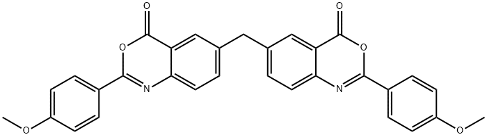 2-(4-methoxyphenyl)-6-{[2-(4-methoxyphenyl)-4-oxo-4H-3,1-benzoxazin-6-yl]methyl}-4H-3,1-benzoxazin-4-one 结构式