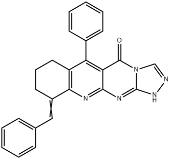 10-benzylidene-6-phenyl-7,8,9,10-tetrahydro[1,2,4]triazolo[4',3':1,2]pyrimido[4,5-b]quinolin-5(1H)-one 结构式