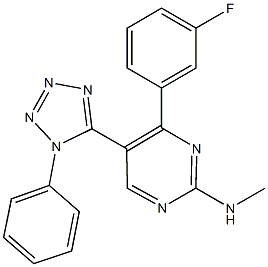 N-[4-(3-fluorophenyl)-5-(1-phenyl-1H-tetraazol-5-yl)-2-pyrimidinyl]-N-methylamine 结构式