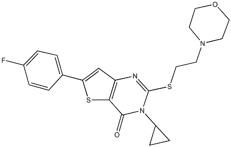 3-cyclopropyl-6-(4-fluorophenyl)-2-{[2-(4-morpholinyl)ethyl]sulfanyl}thieno[3,2-d]pyrimidin-4(3H)-one 结构式