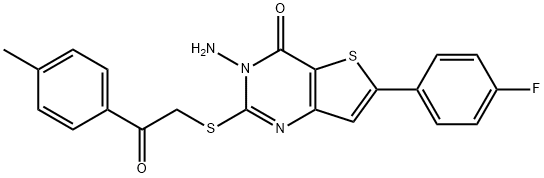 3-amino-6-(4-fluorophenyl)-2-{[2-(4-methylphenyl)-2-oxoethyl]sulfanyl}thieno[3,2-d]pyrimidin-4(3H)-one 结构式