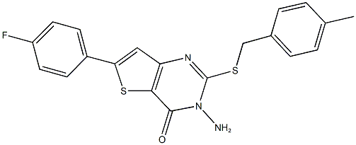 3-amino-6-(4-fluorophenyl)-2-[(4-methylbenzyl)sulfanyl]thieno[3,2-d]pyrimidin-4(3H)-one 结构式