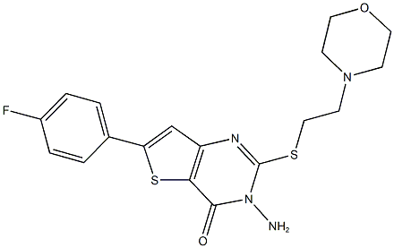3-amino-6-(4-fluorophenyl)-2-{[2-(4-morpholinyl)ethyl]sulfanyl}thieno[3,2-d]pyrimidin-4(3H)-one 结构式