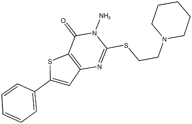 3-amino-6-phenyl-2-{[2-(1-piperidinyl)ethyl]sulfanyl}thieno[3,2-d]pyrimidin-4(3H)-one 结构式