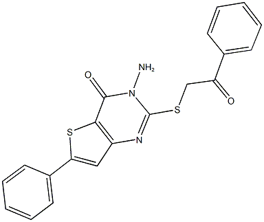 3-amino-2-[(2-oxo-2-phenylethyl)sulfanyl]-6-phenylthieno[3,2-d]pyrimidin-4(3H)-one 结构式