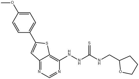 2-[6-(4-methoxyphenyl)thieno[3,2-d]pyrimidin-4-yl]-N-(tetrahydro-2-furanylmethyl)hydrazinecarbothioamide 结构式