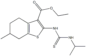ethyl 2-{[(isopropylamino)carbothioyl]amino}-6-methyl-4,5,6,7-tetrahydro-1-benzothiophene-3-carboxylate 结构式