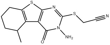 [(3-amino-5-methyl-4-oxo-3,4,5,6,7,8-hexahydro[1]benzothieno[2,3-d]pyrimidin-2-yl)sulfanyl]acetonitrile 结构式