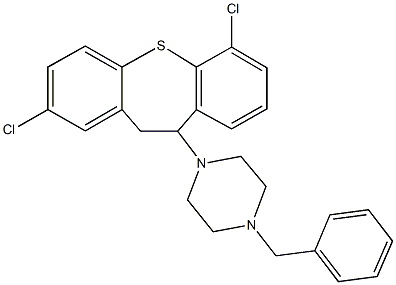 1-benzyl-4-(2,6-dichloro-10,11-dihydrodibenzo[b,f]thiepin-10-yl)piperazine 结构式