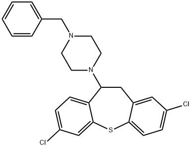 1-benzyl-4-(2,7-dichloro-10,11-dihydrodibenzo[b,f]thiepin-10-yl)piperazine 结构式