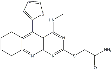 2-{[4-(methylamino)-5-(2-thienyl)-6,7,8,9-tetrahydropyrimido[4,5-b]quinolin-2-yl]sulfanyl}acetamide 结构式