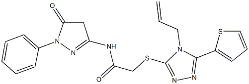 2-{[4-allyl-5-(2-thienyl)-4H-1,2,4-triazol-3-yl]sulfanyl}-N-(5-oxo-1-phenyl-4,5-dihydro-1H-pyrazol-3-yl)acetamide 结构式