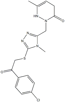 2-[(5-{[2-(4-chlorophenyl)-2-oxoethyl]sulfanyl}-4-methyl-4H-1,2,4-triazol-3-yl)methyl]-6-methyl-1,4-dihydro-3(2H)-pyridazinone 结构式