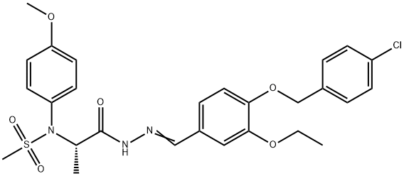 N-[2-(2-{4-[(4-chlorobenzyl)oxy]-3-ethoxybenzylidene}hydrazino)-1-methyl-2-oxoethyl]-N-(4-methoxyphenyl)methanesulfonamide 结构式