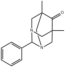 5,7-dimethyl-2-phenyl-1,3-diazatricyclo[3.3.1.1~3,7~]decan-6-one 结构式
