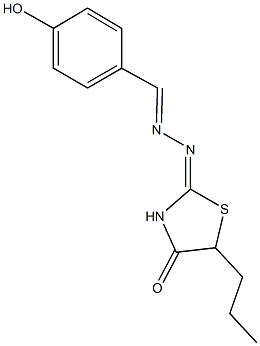 4-hydroxybenzaldehyde (4-oxo-5-propyl-1,3-thiazolidin-2-ylidene)hydrazone 结构式